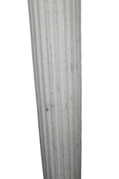 Pair of Painted Grey and White Wood Columns with Ionic Plaster and Wood Capitals