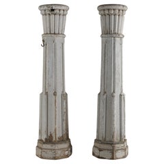 Pair of Painted Wood Fluted Columns