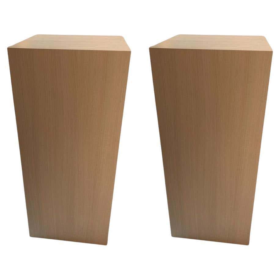 Rectangular Pillars Platform Pair of Painted Wood Rectangular Pillars For Sale at 1stDibs