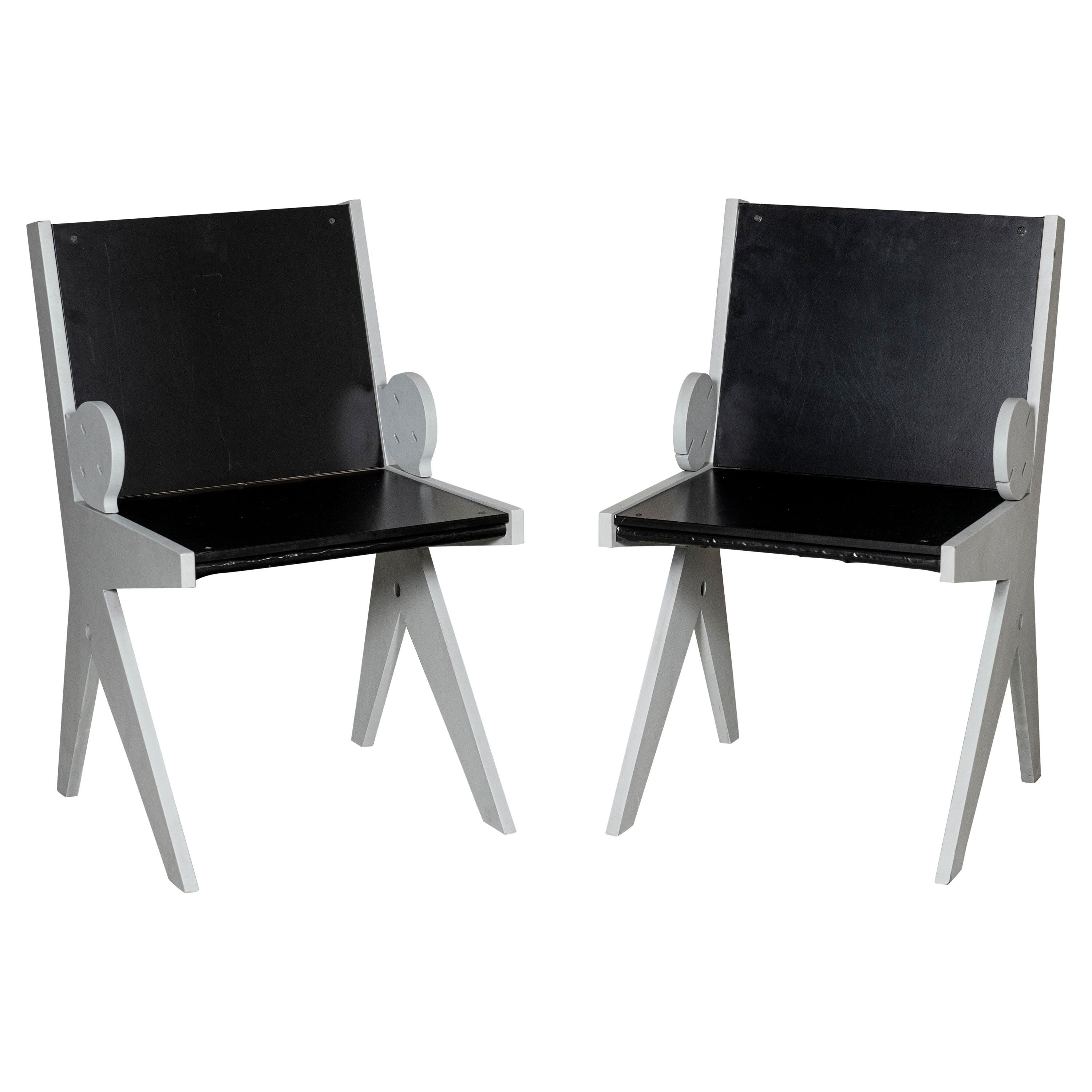 Pair of Painted Wood Side Chairs Titled "Friendly" by Ricardo Blanco, Argentina