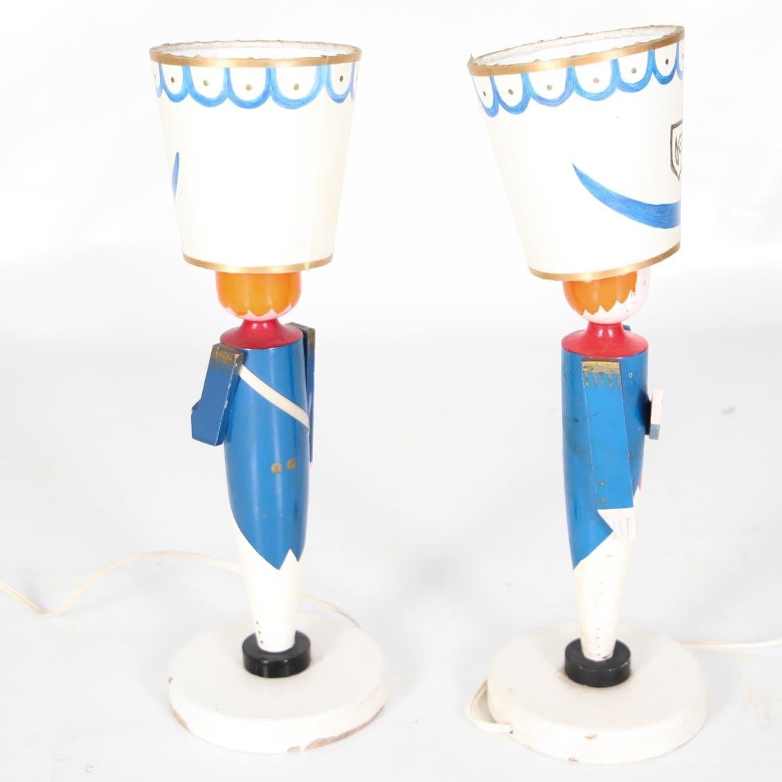 20th Century Pair of Painted Wooden Lamps Jacques Adnet, circa 1940