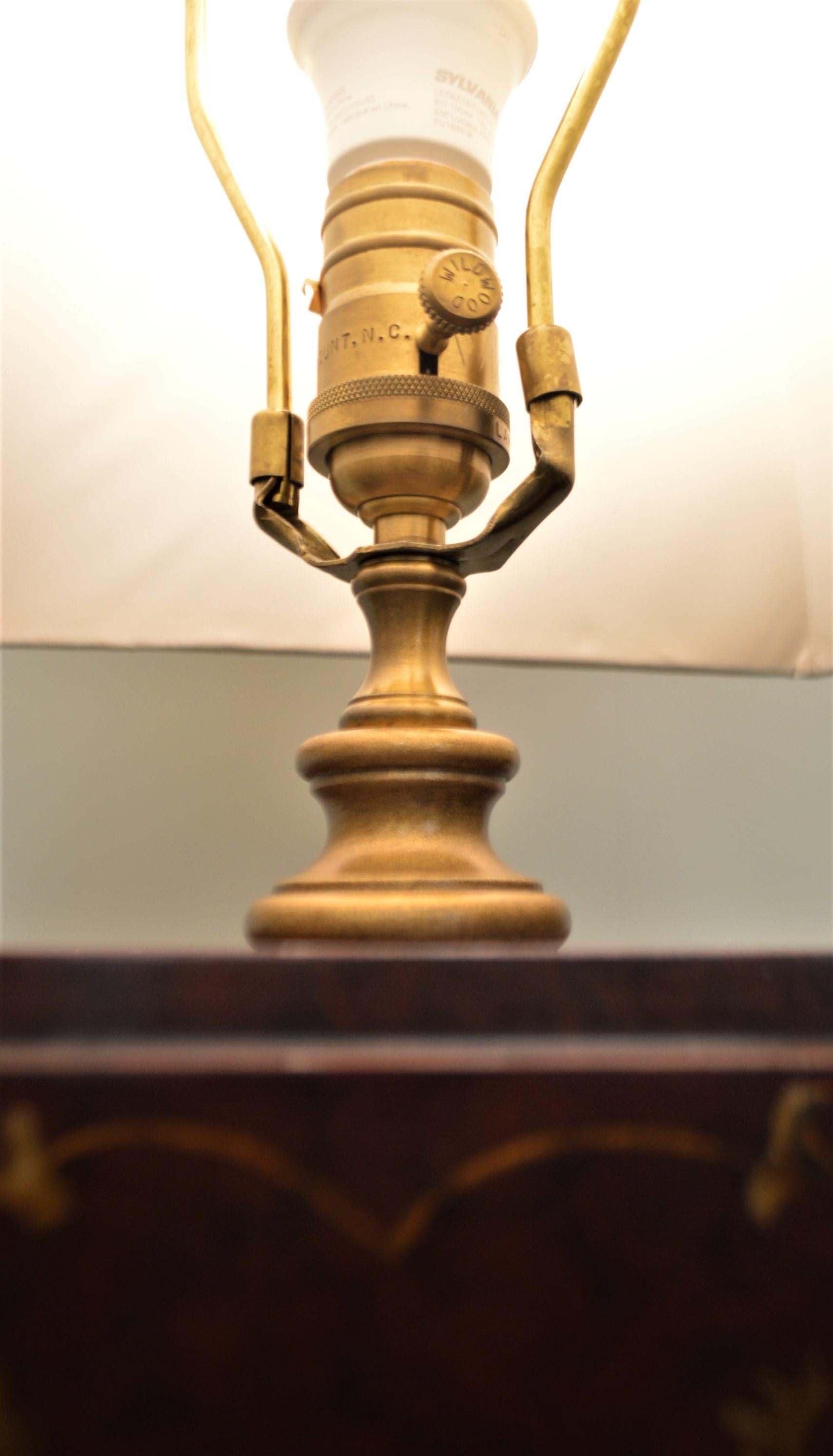 20th Century Pair of Painted Wooden Table Lamps Decorated with Armorial and Musical Design For Sale