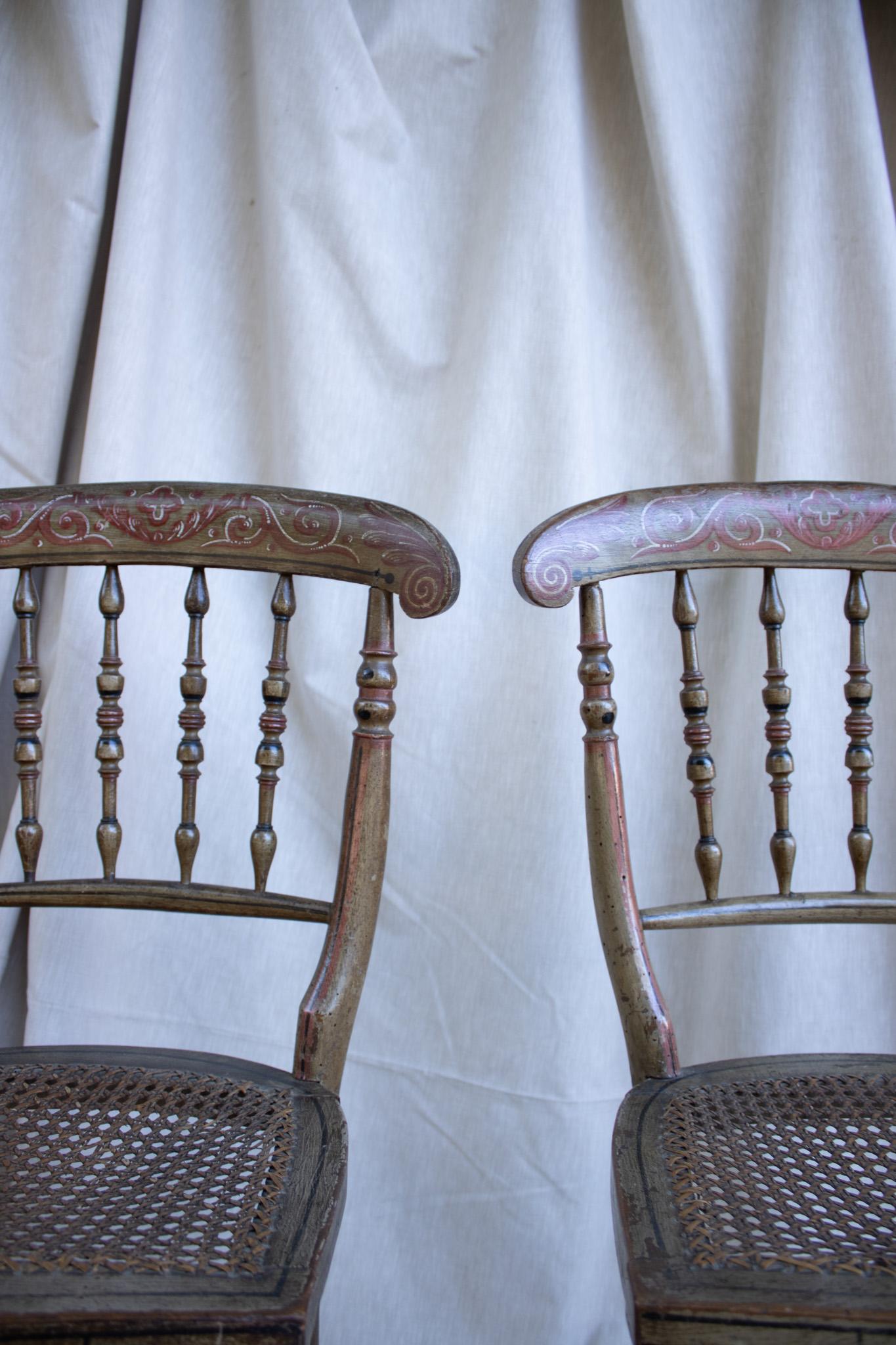 19th Century Pair of Painted Woodwork Chairs - XIX Century - Europe For Sale