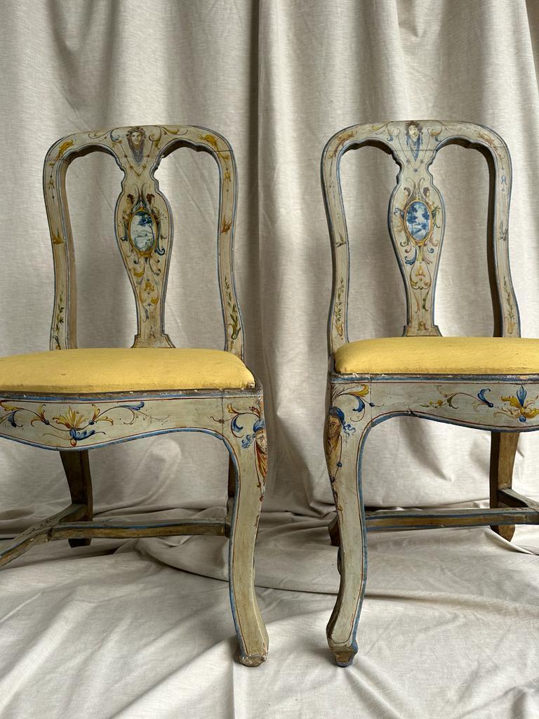 Pair of Painted Woodwork Italian Chairs  1