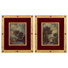 Pair of Painting on Porcelain Gilded Bronze Frame 19th Century Napoleon III