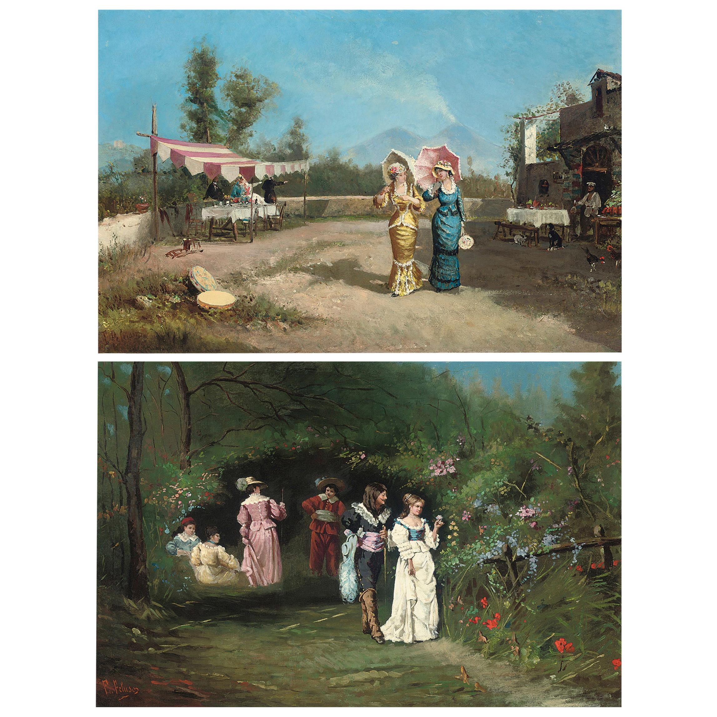 Pair of Paintings by Francesco Peluso For Sale