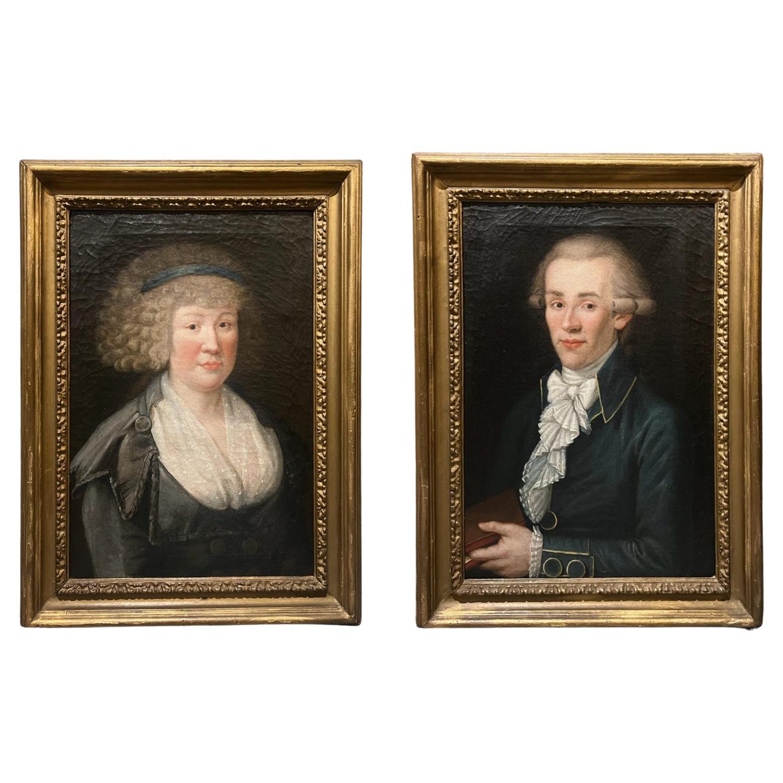 Pair Of Paintings Depicting Husband And Wife