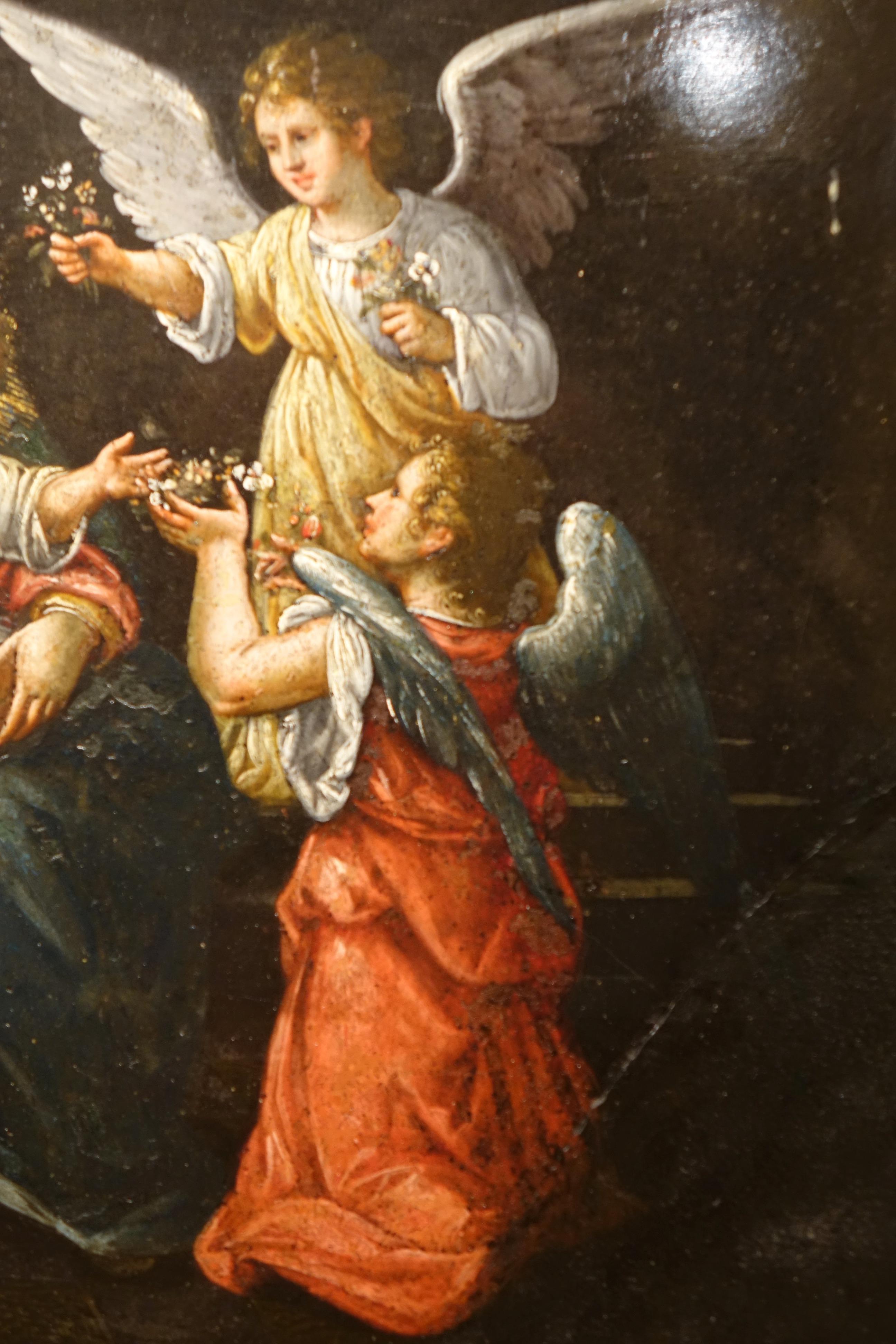 Pair Of Paintings On Marble, Rome, 18th C. In Fair Condition For Sale In PARIS, FR