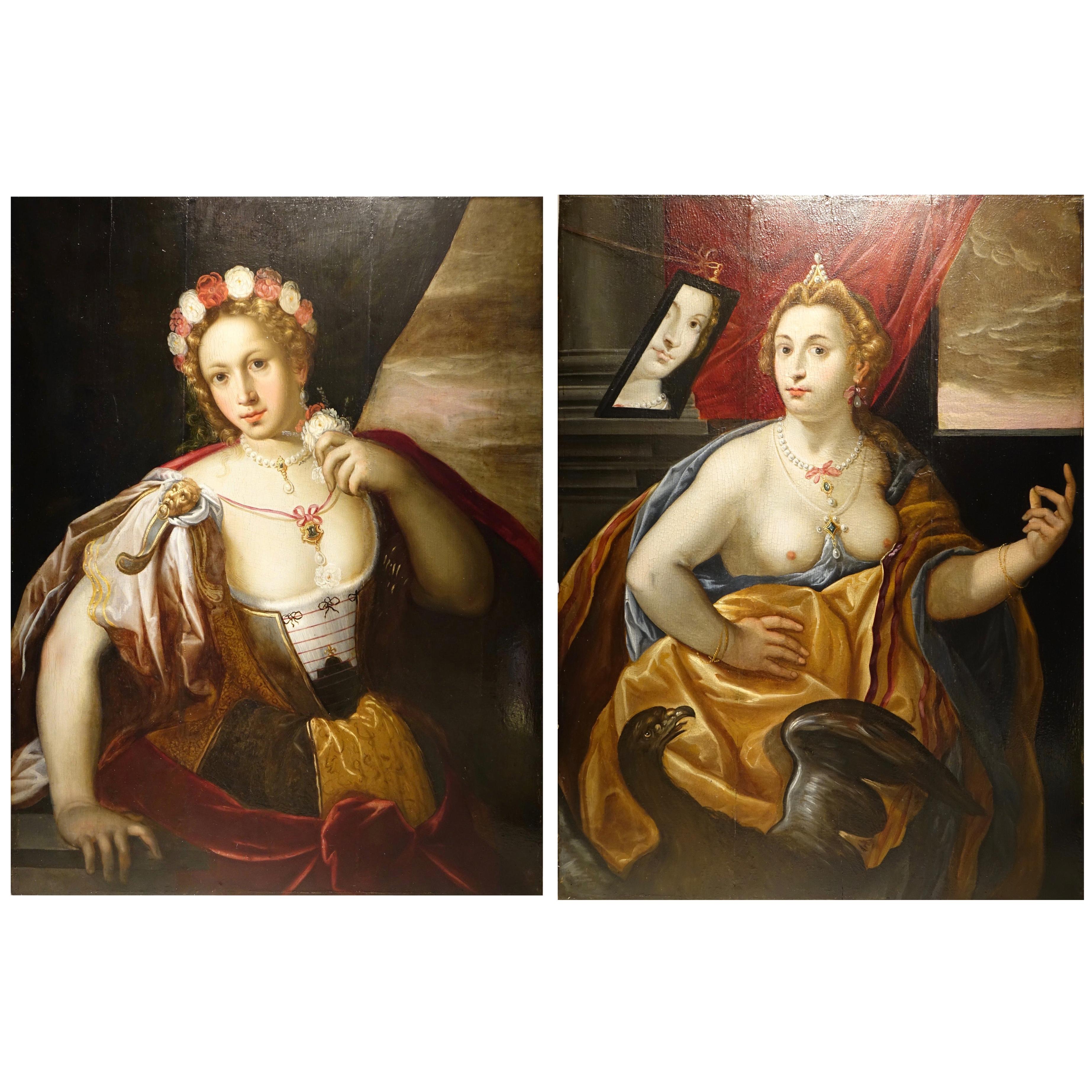 Pair of Paintings on Panel, Workshop of Abraham Janssens For Sale
