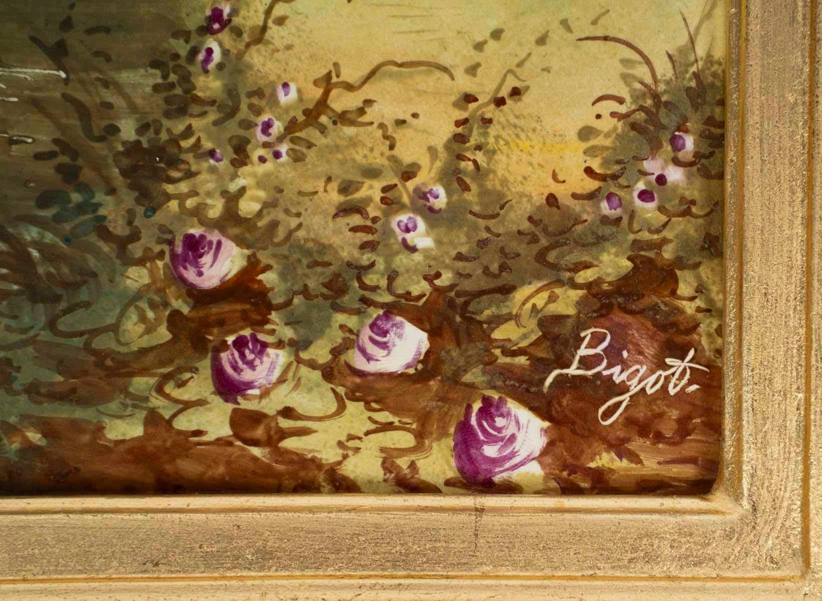 Paire de peintures sur porcelaine, cadre d'époque, période Napoléon III, XIXe siècle. en vente 2