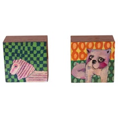Pair of Paintings on Wood. Small Format.