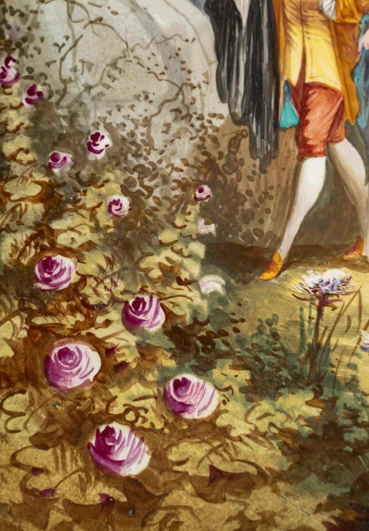 Coppia di dipinti, pittura su porcellana, XIX secolo, periodo di Napoleone III. in vendita 4