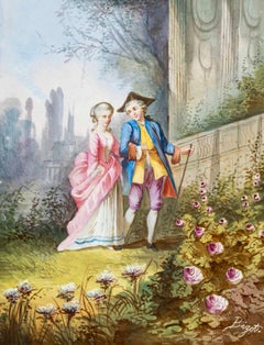 Pair of Paintings, Painting on Porcelain, 19th Century, Napoleon III Period.