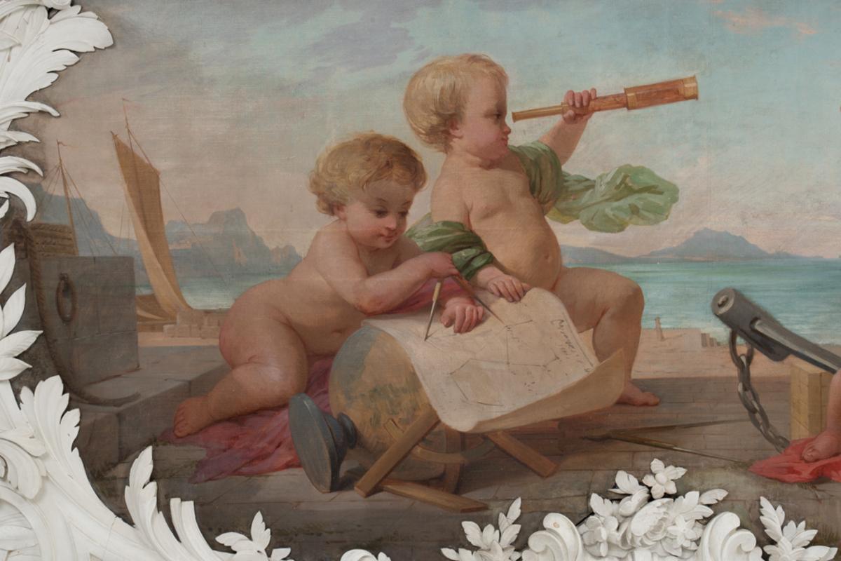 Pair of paintings representing allegories. Circa 1880. In Excellent Condition For Sale In Saint-Ouen, FR