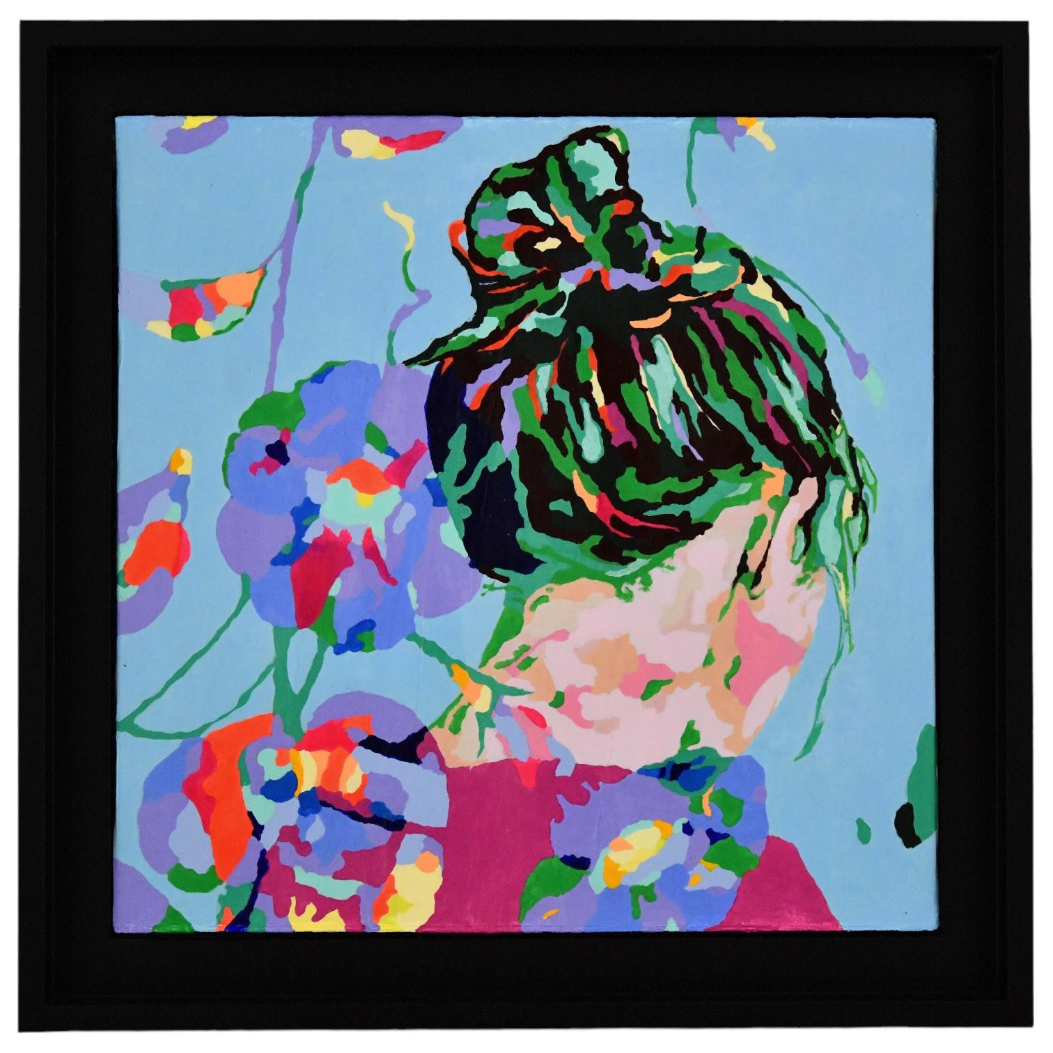 Paint Pair of paintings Violette & Capucine by Frédérique Tristant. For Sale