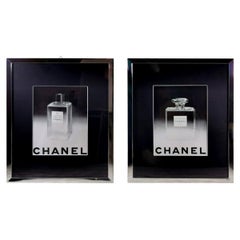 Retro Pair of Paintings with Original Chanel Perfume Advertising, 1950s