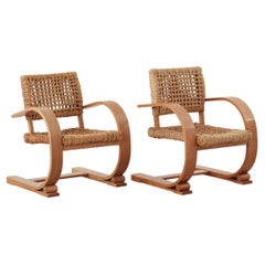 Pair of Pair of Audoux & Minet Rope Armchairs for Vibo Vesoul, France, c1940