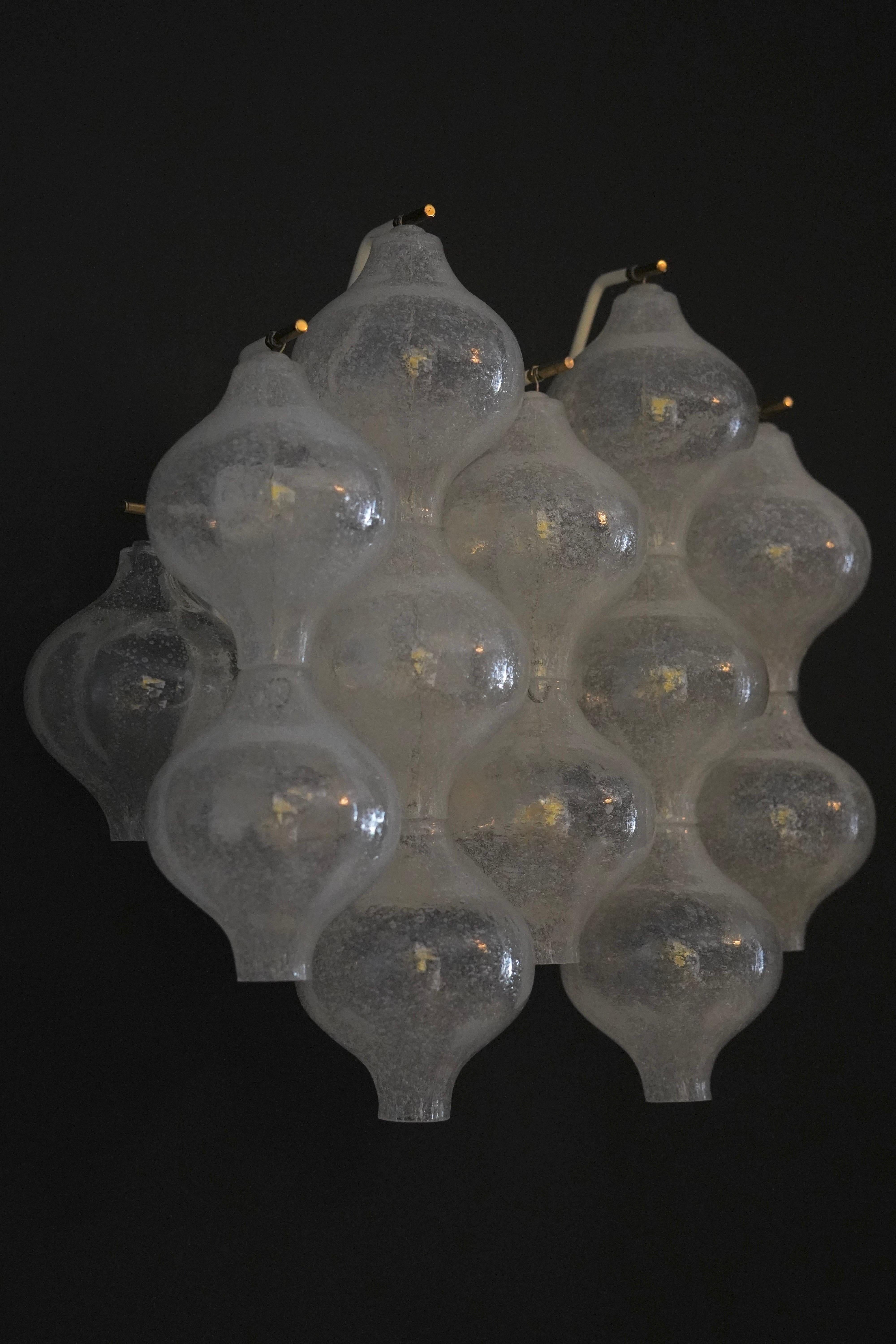 20ième siècle Paire d'appliques en verre bullé Kalmar, Vienne Autriche, 1970 en vente