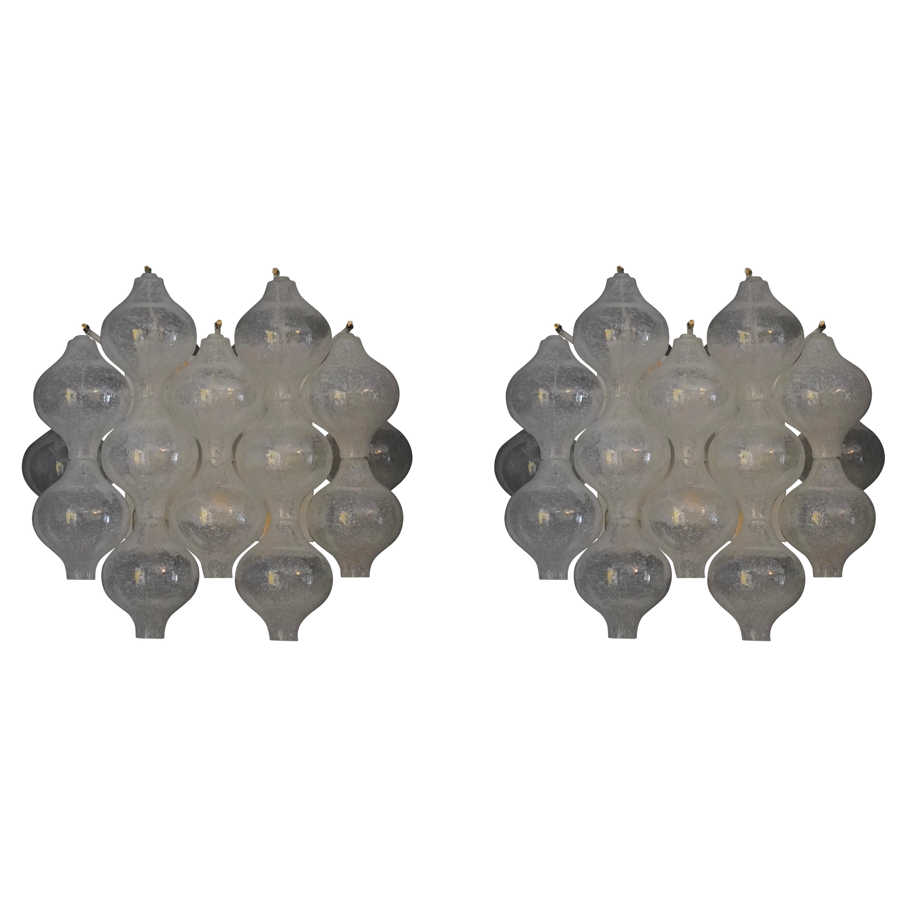 Paire d'appliques en verre bullé Kalmar, Vienne Autriche, 1970