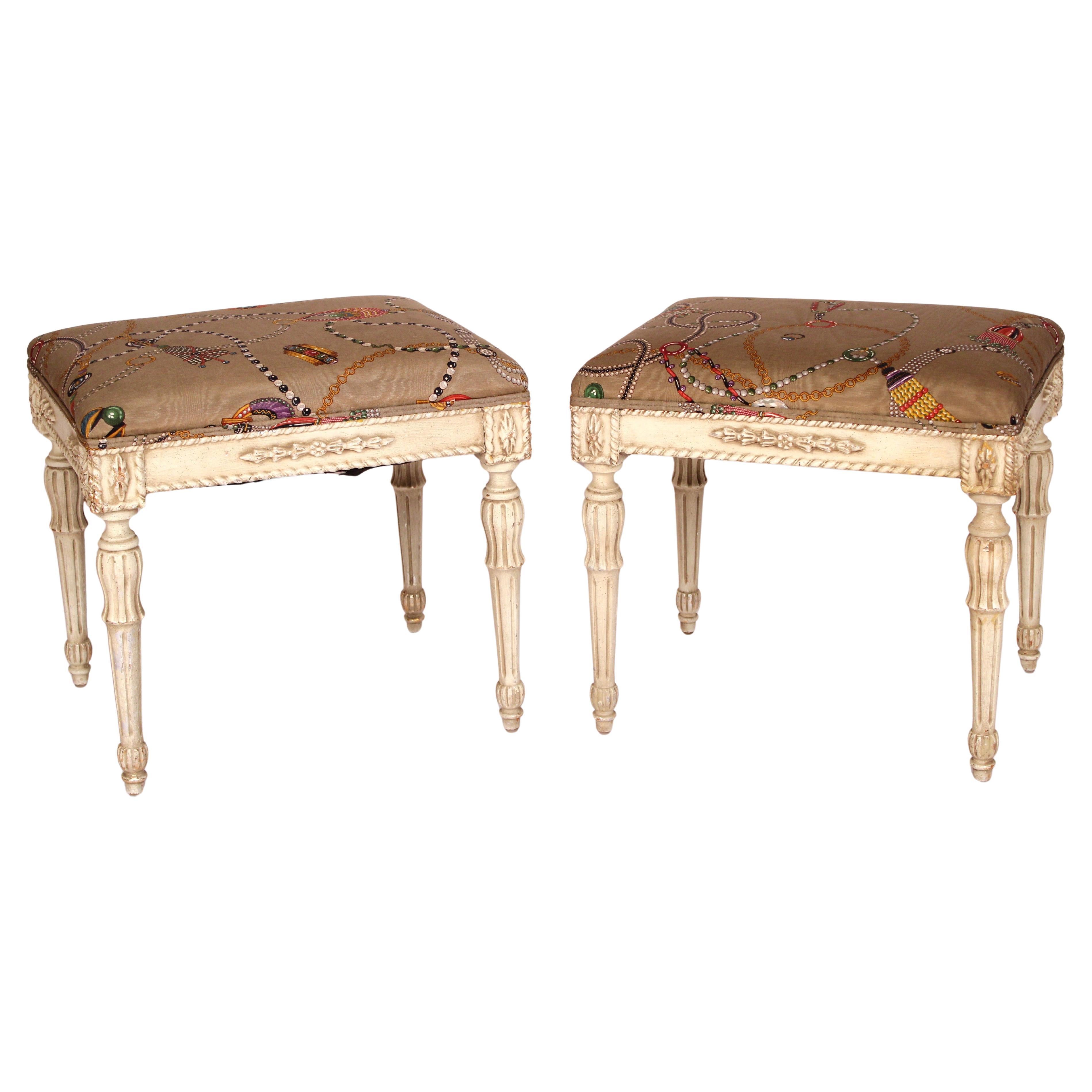Pair of Pair of Louis XVI Style Painted Benches