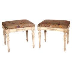 Pair of Pair of Louis XVI Style Painted Benches