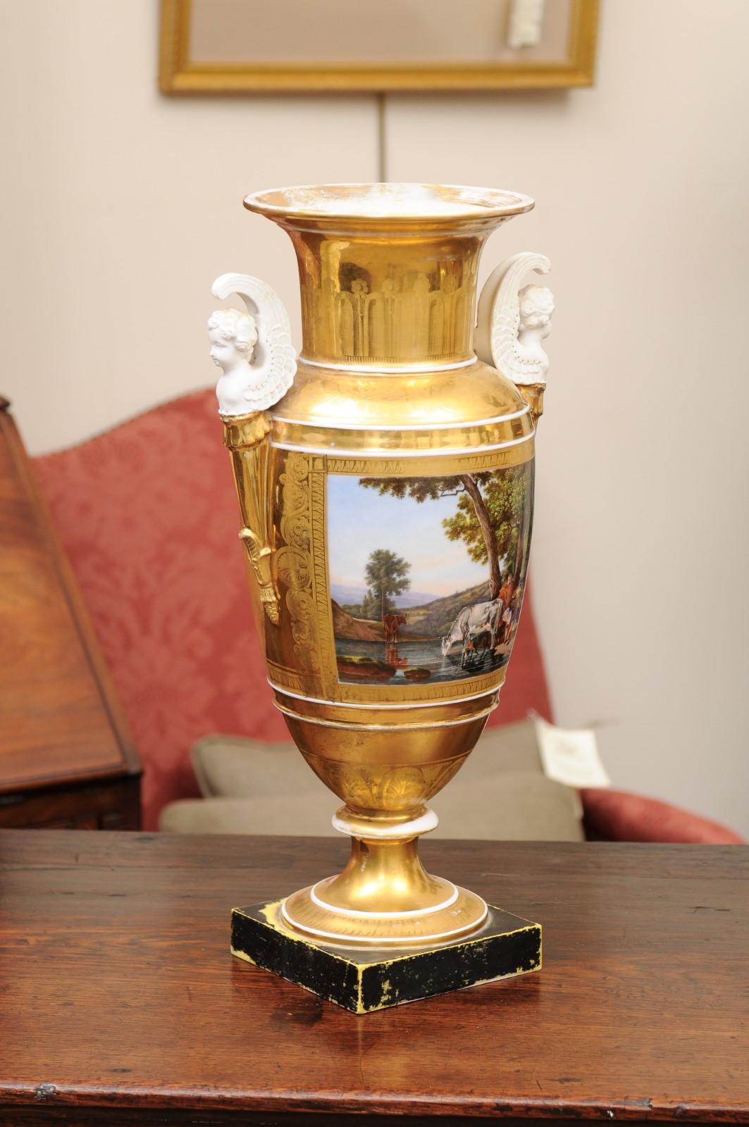 Pair of Pair Porcelain Vases, 19th Century In Good Condition For Sale In Atlanta, GA