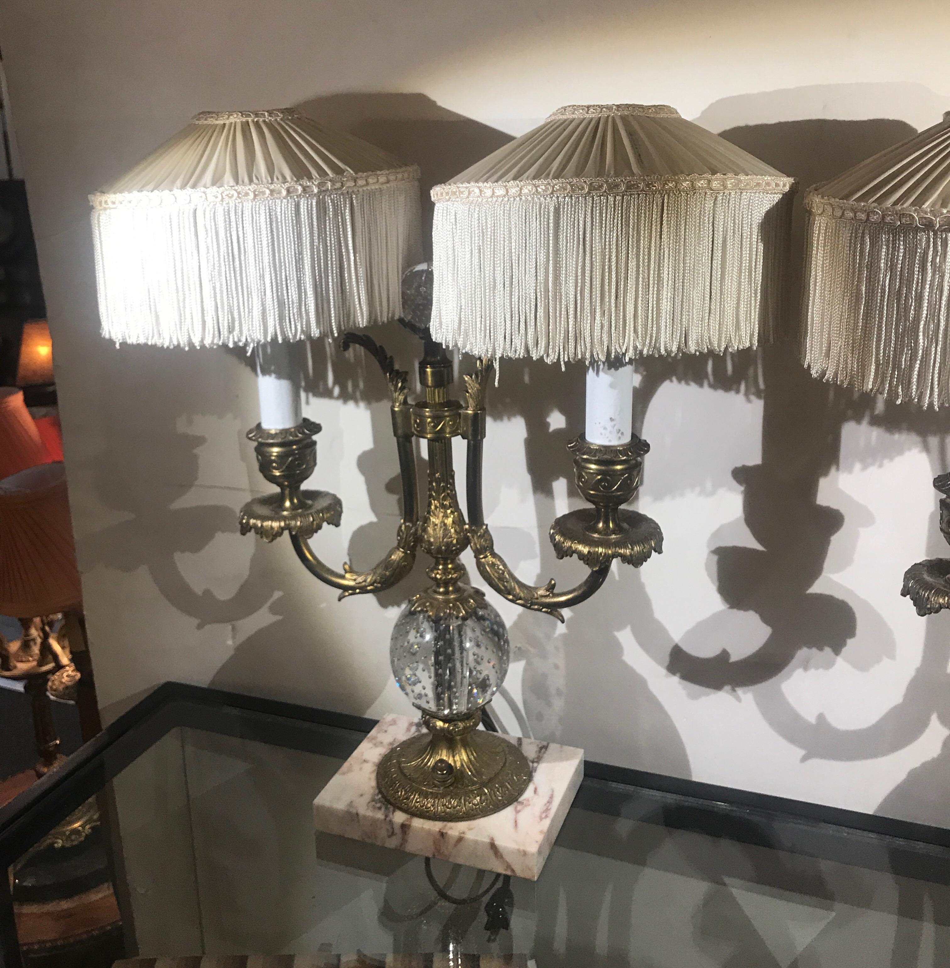 Edwardian Pair of Pairpoint Buffet Lamps, circa 1910 With Shades