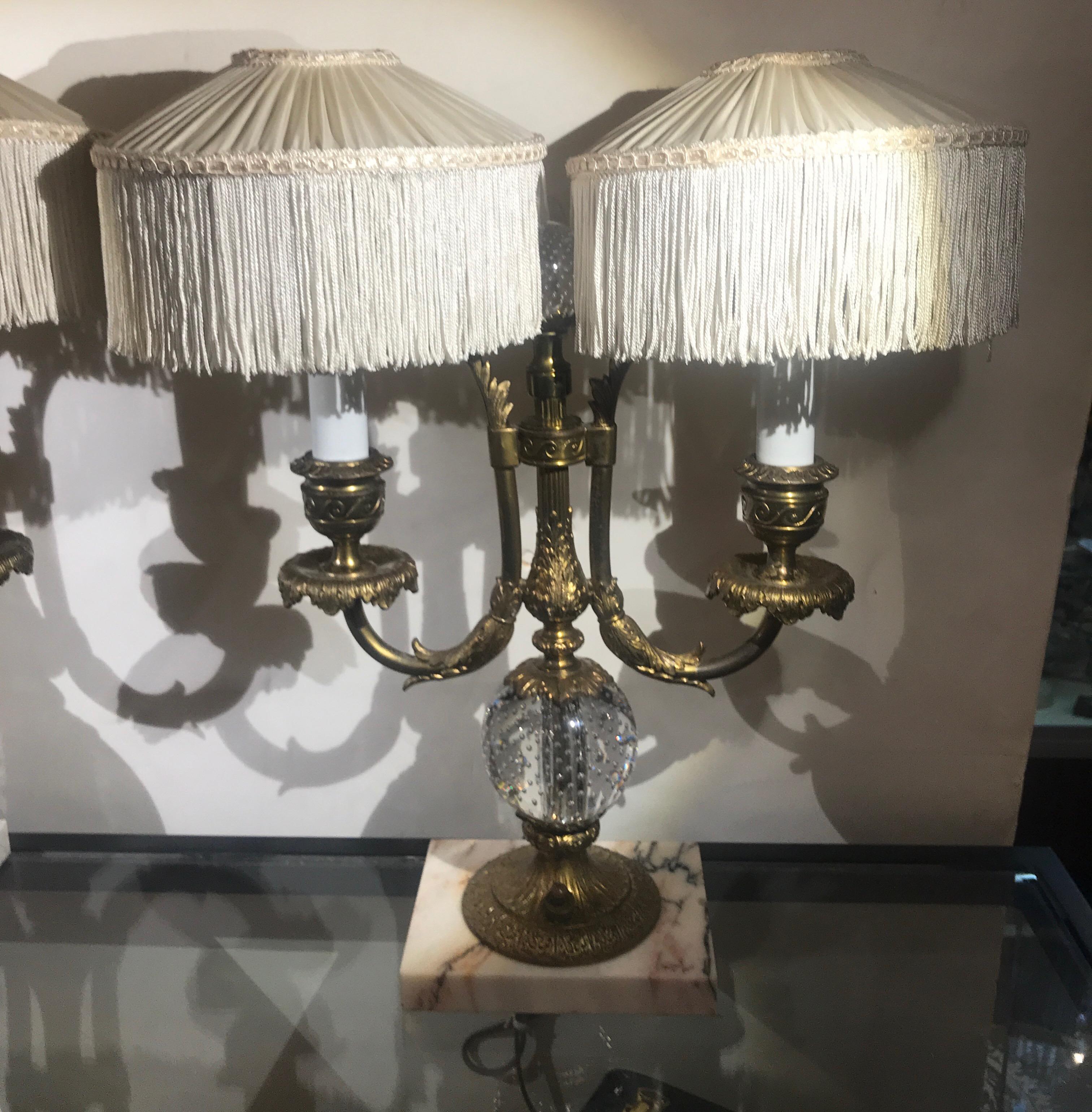 American Pair of Pairpoint Buffet Lamps, circa 1910 With Shades