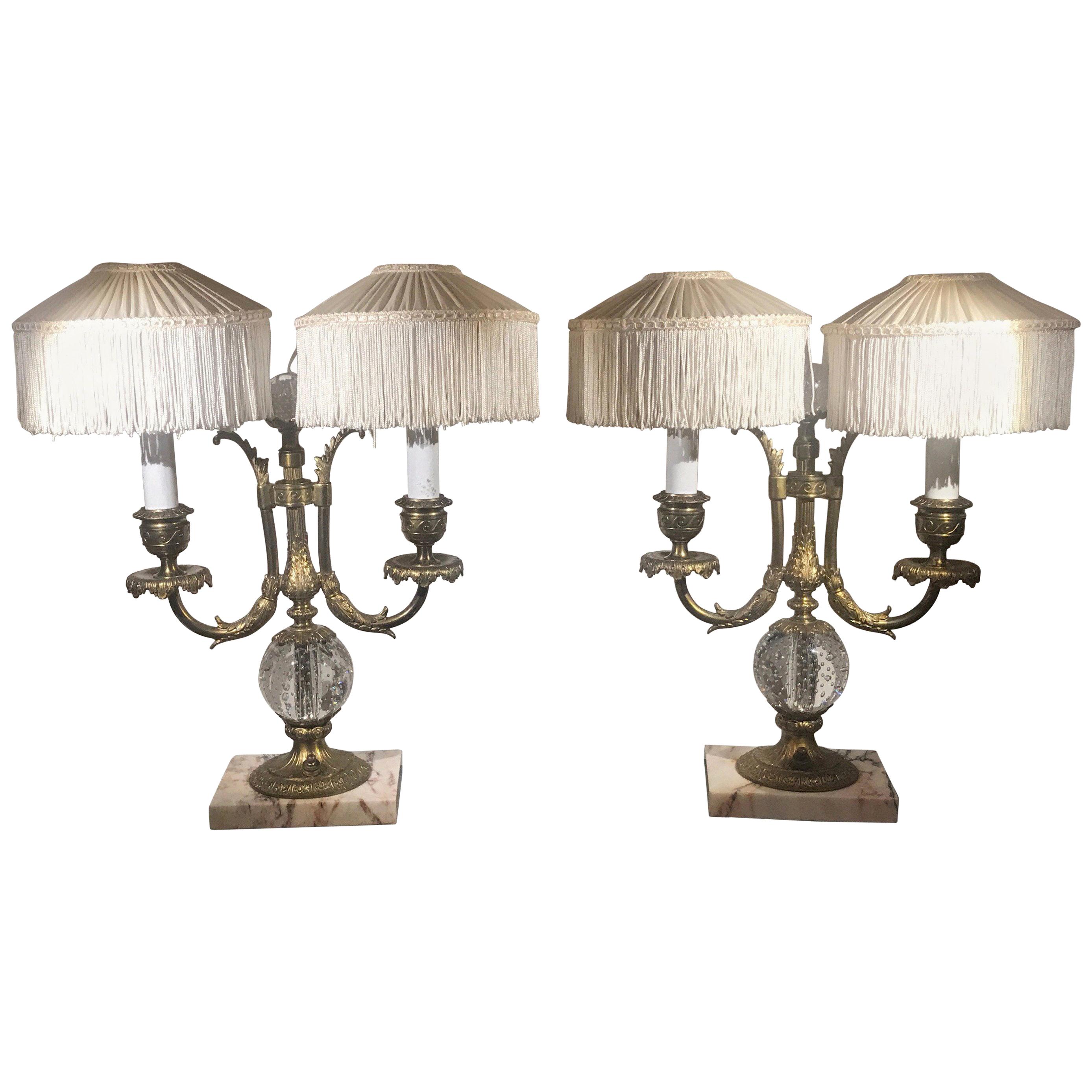 Pair of Pairpoint Buffet Lamps, circa 1910 With Shades