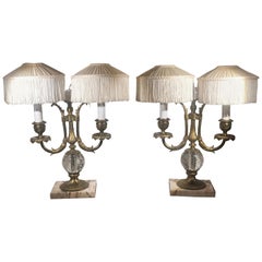 Antique Pair of Pairpoint Buffet Lamps, circa 1910 With Shades