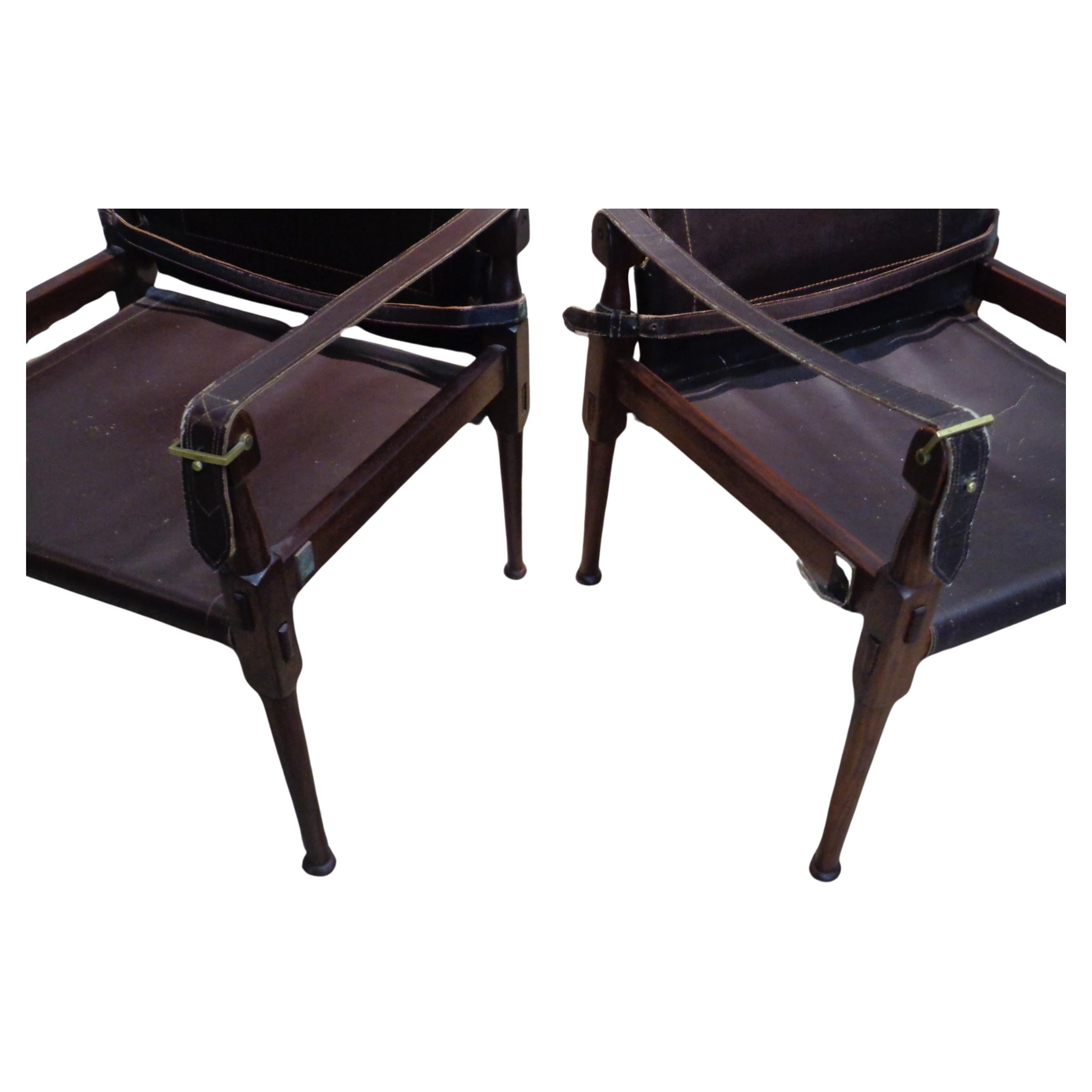 Hand-Crafted  Campaign Style Safari Chairs, M. Hayat & Bros. 1960-1970 For Sale