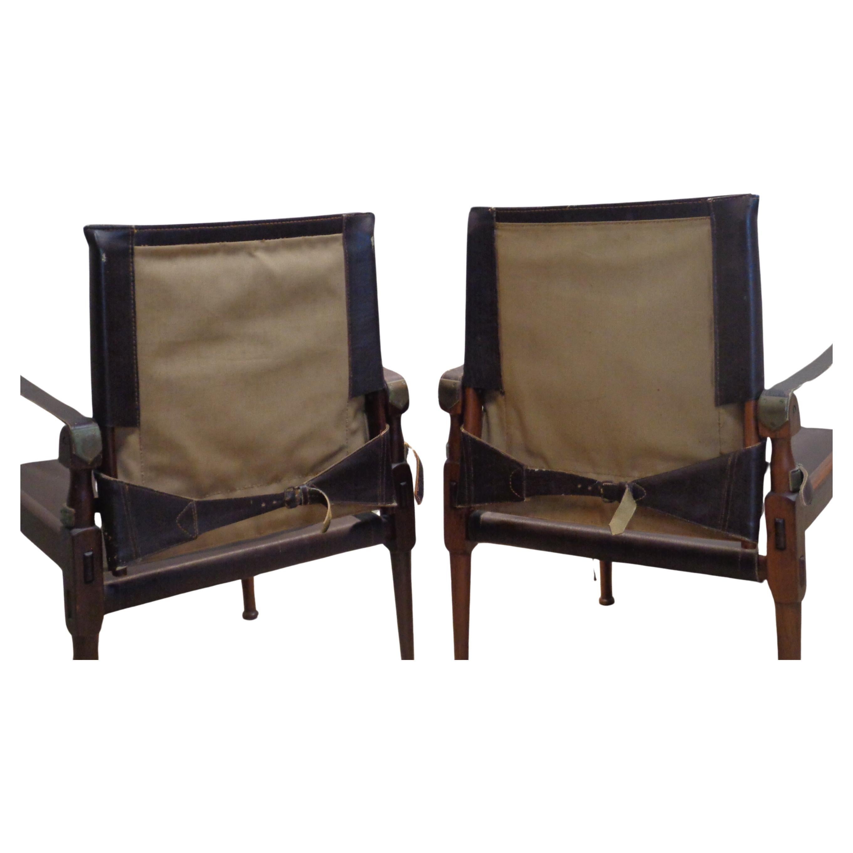  Campaign Style Safari Chairs, M. Hayat & Bros. 1960-1970 For Sale 1