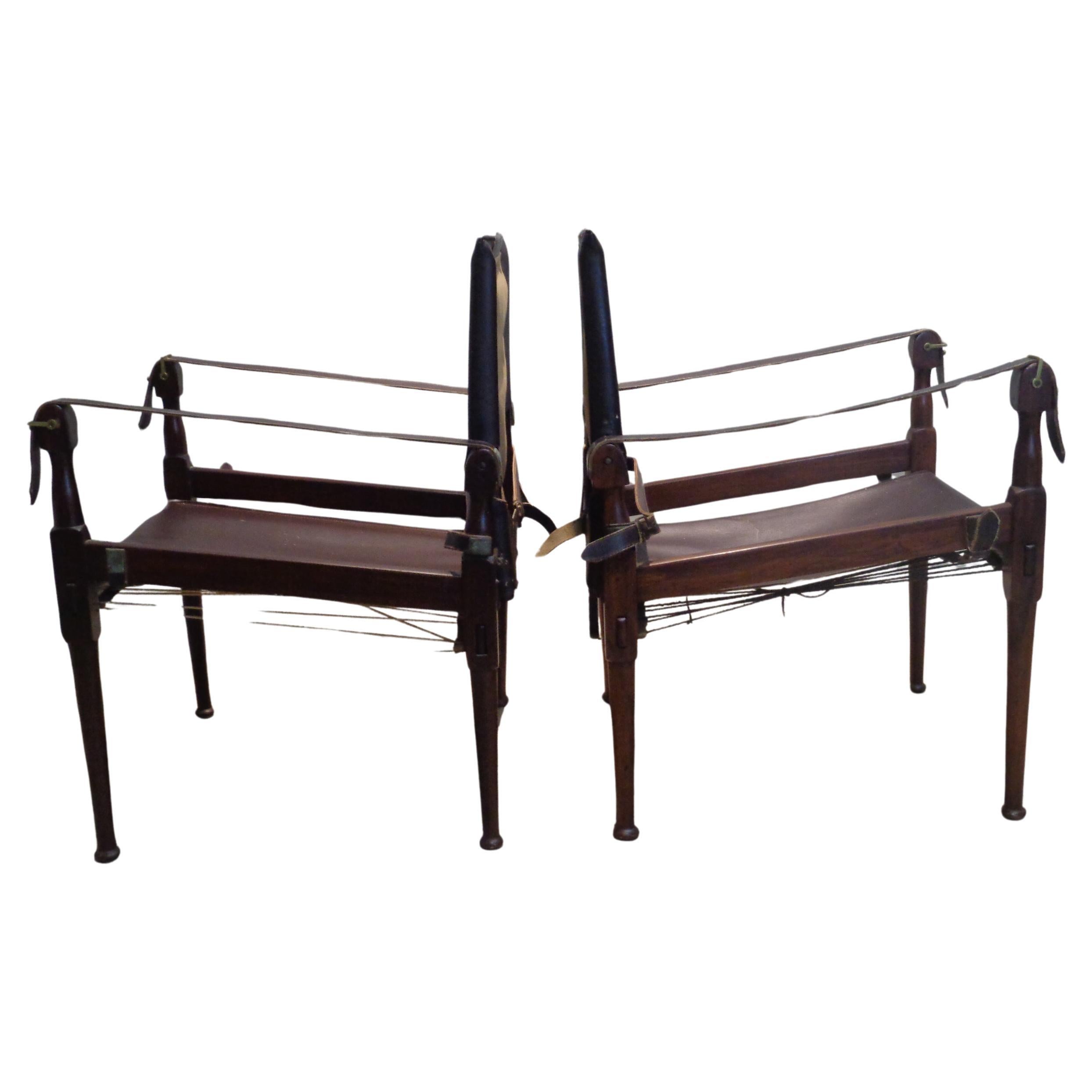  Campaign Style Safari Chairs, M. Hayat & Bros. 1960-1970 For Sale 2