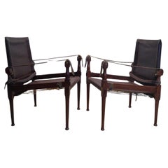 Vintage Pair of Campaign Style Safari Chairs, 1960-1970