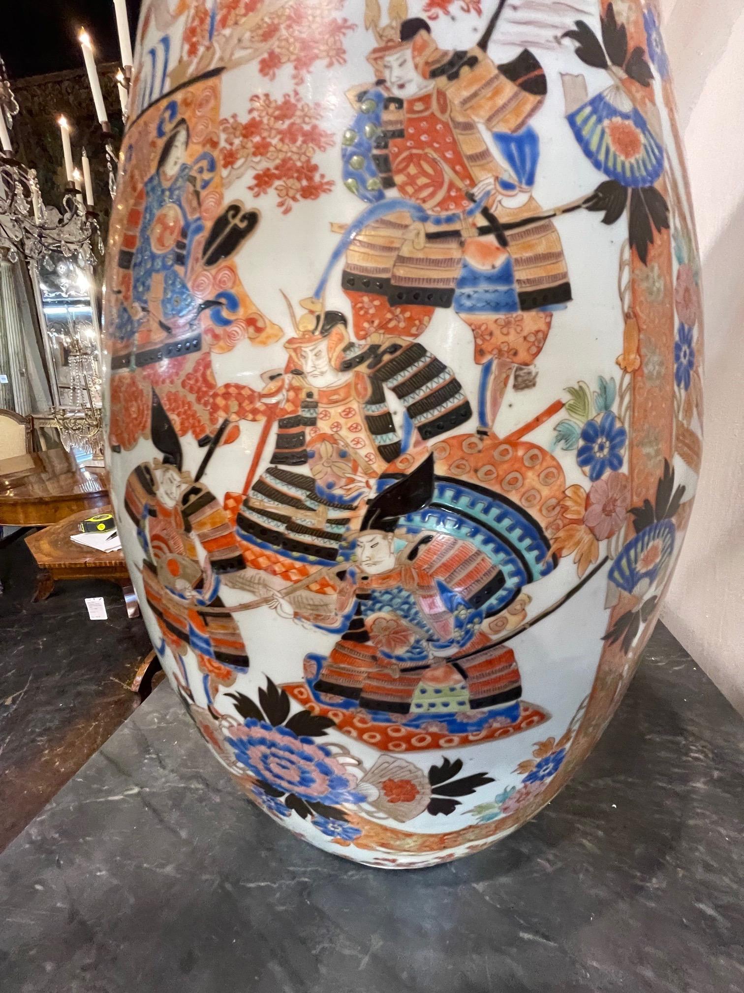 Pair of Palace Size Japanese Imari Porcelain Vases 4