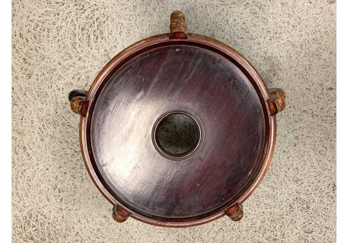 Pair Of Palace Size Mandarin Rose Vase On Wood Stands 6