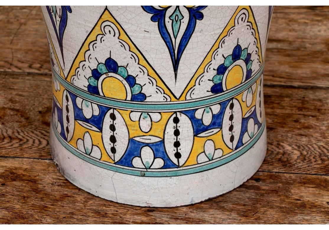 Moorish Pair Of Palace Size Moroccan Glaze Decorated Ceramic Jars For Sale