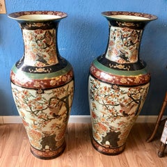 Pair of Palace Size Satsuma Vases