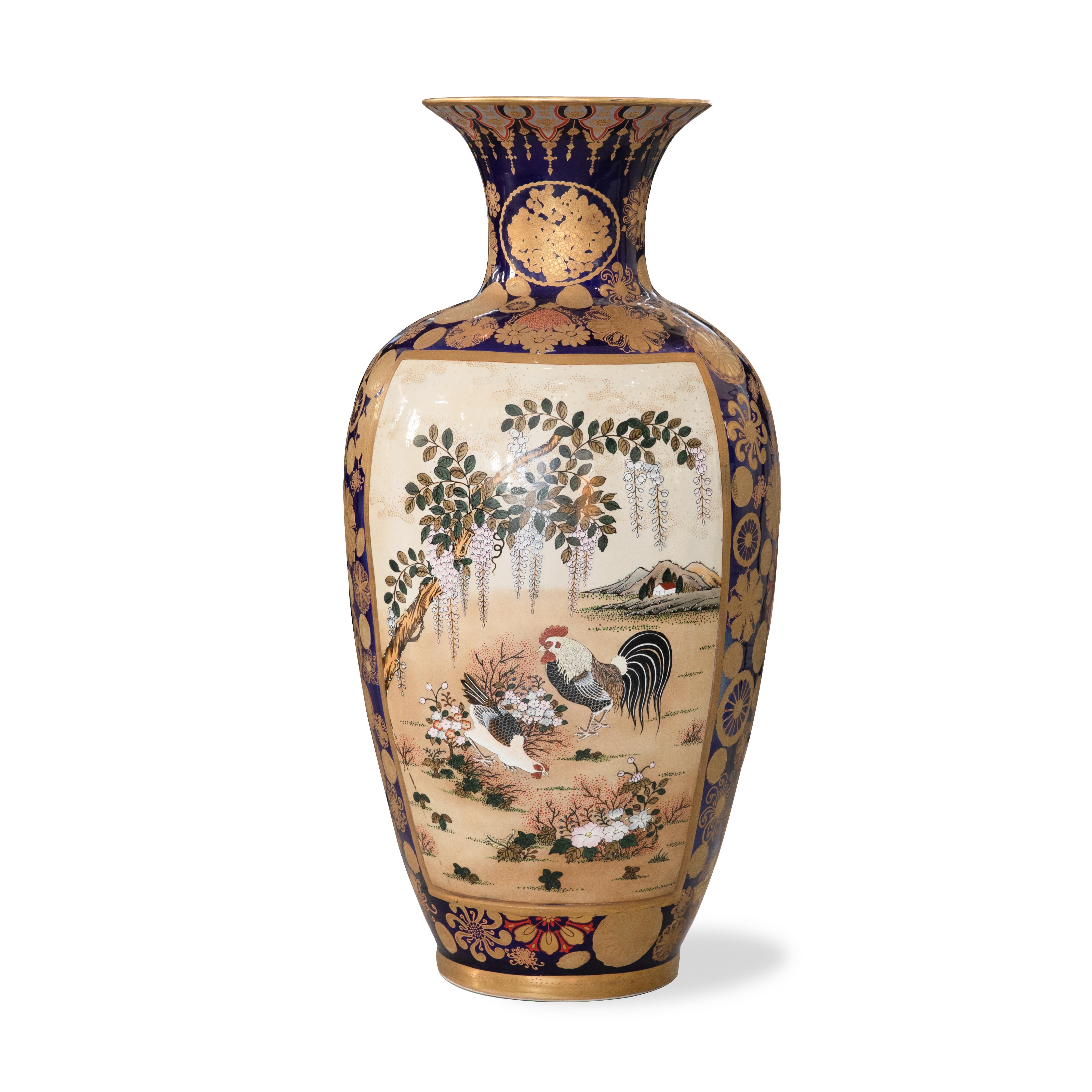 Pair of Palace Sized Vintage Japanese Kutani/Satsuma Vases, circa 1920s In Good Condition In Hudson, NY