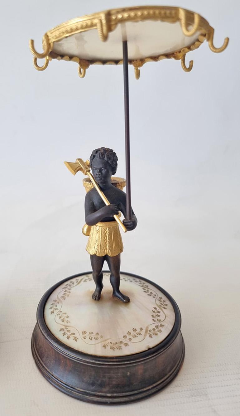 Mother-of-Pearl Pair of Palais Royal Ring Stands Depicting Robinson Crusoe and Man Friday For Sale