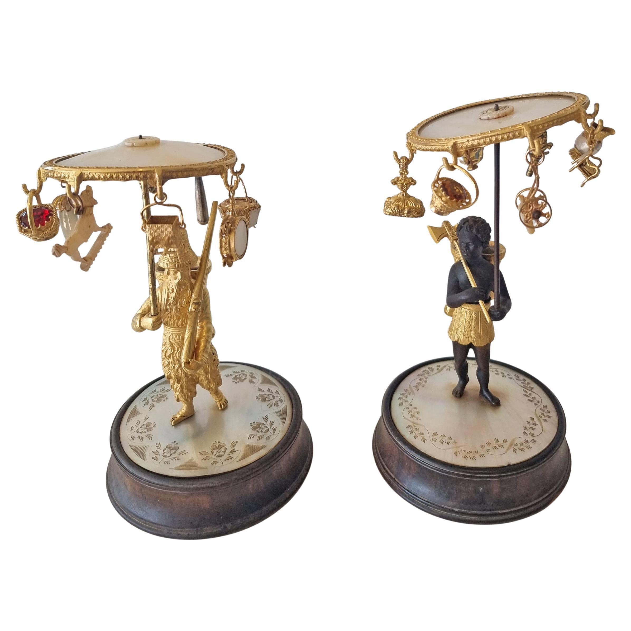 Pair of Palais Royal Ring Stands Depicting Robinson Crusoe and Man Friday