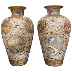 Antique Pair of Palatial Century Japanese Satsuma Vase