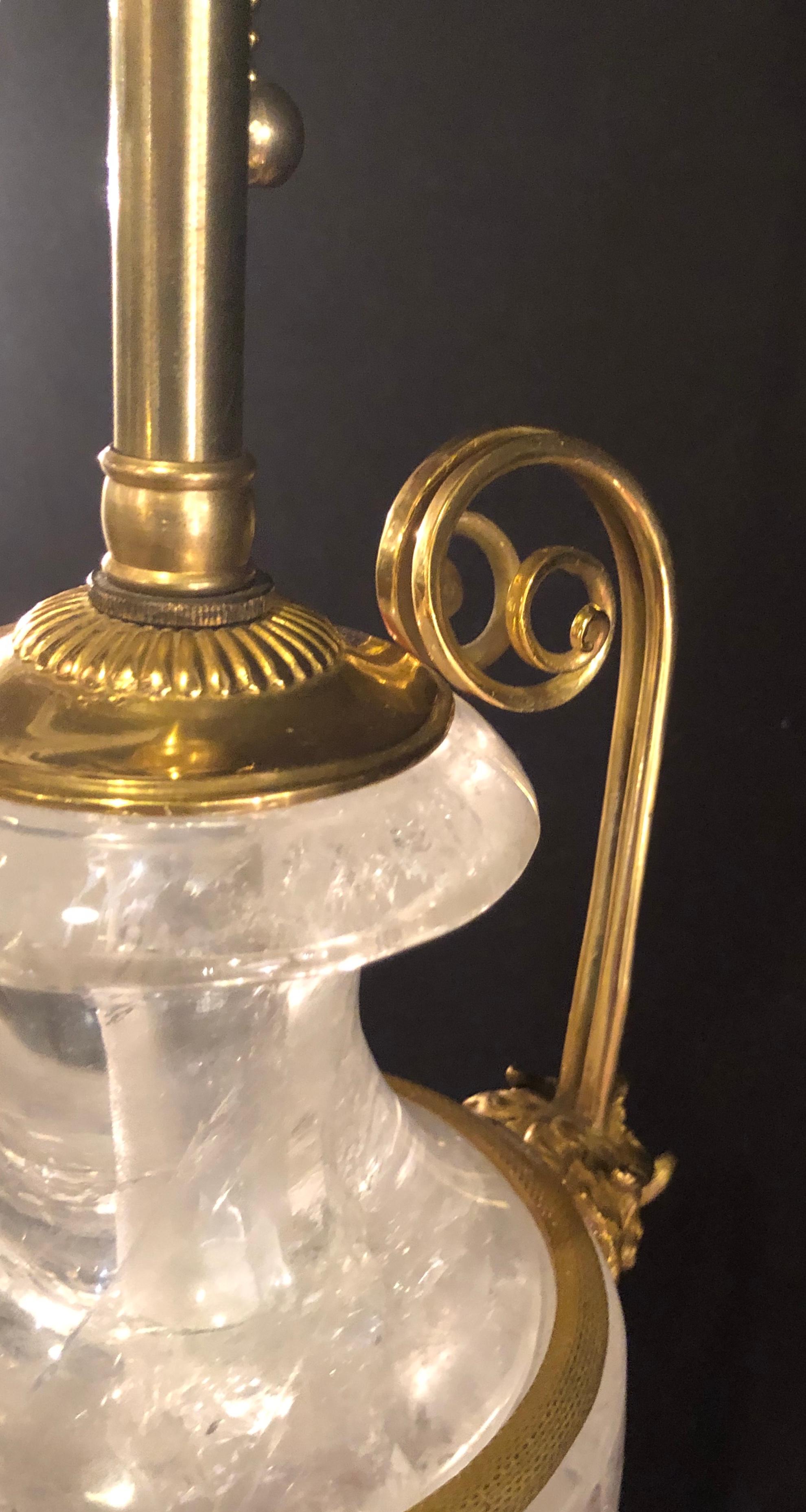 Pair of Palatial Gilt Gold and Rock Crystal Urn Form Table Lamps 6