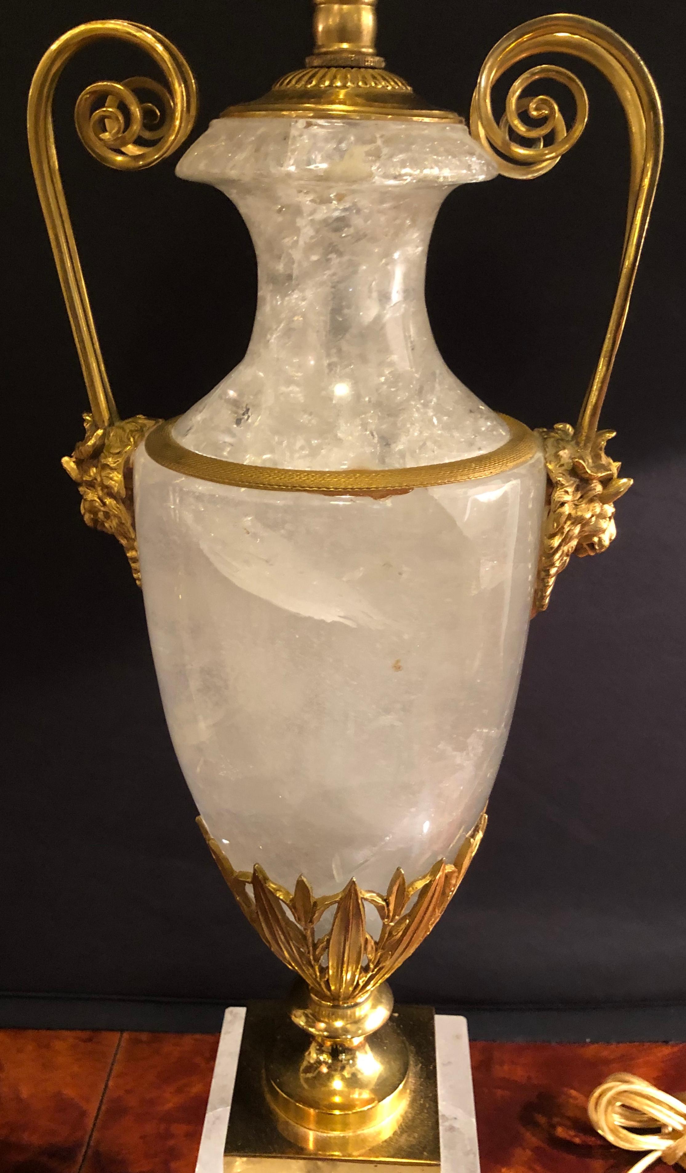 Pair of Palatial Gilt Gold and Rock Crystal Urn Form Table Lamps 1