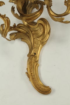 Pair of Palatial Louis XV Style Ormolu Bronze Sconces, 19th Century