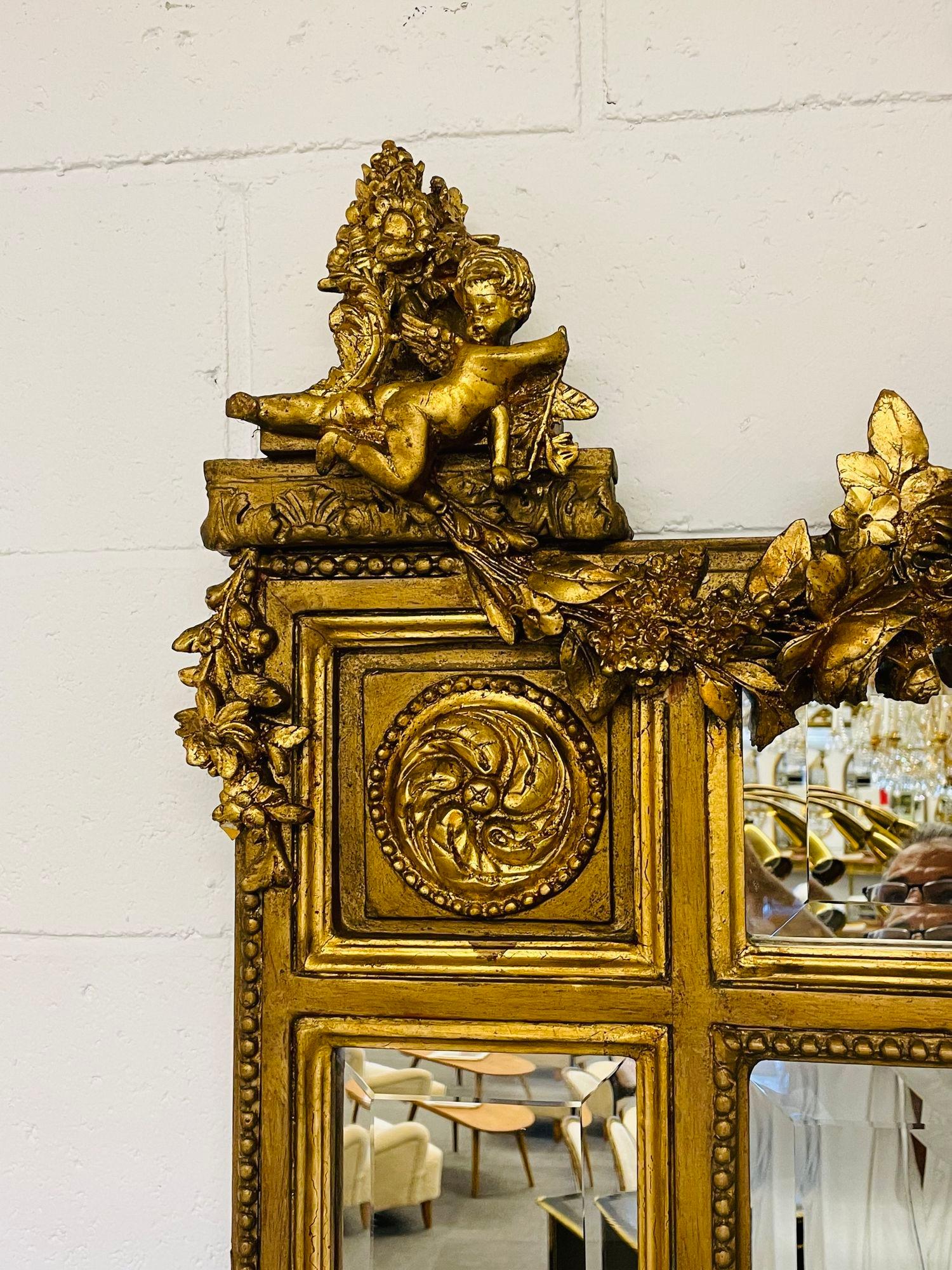 Paar Palastspiegel aus vergoldetem Holz, handgeschnitzt, Pfeiler/Konsole/Wandspiegel, Louis XVI im Angebot 6