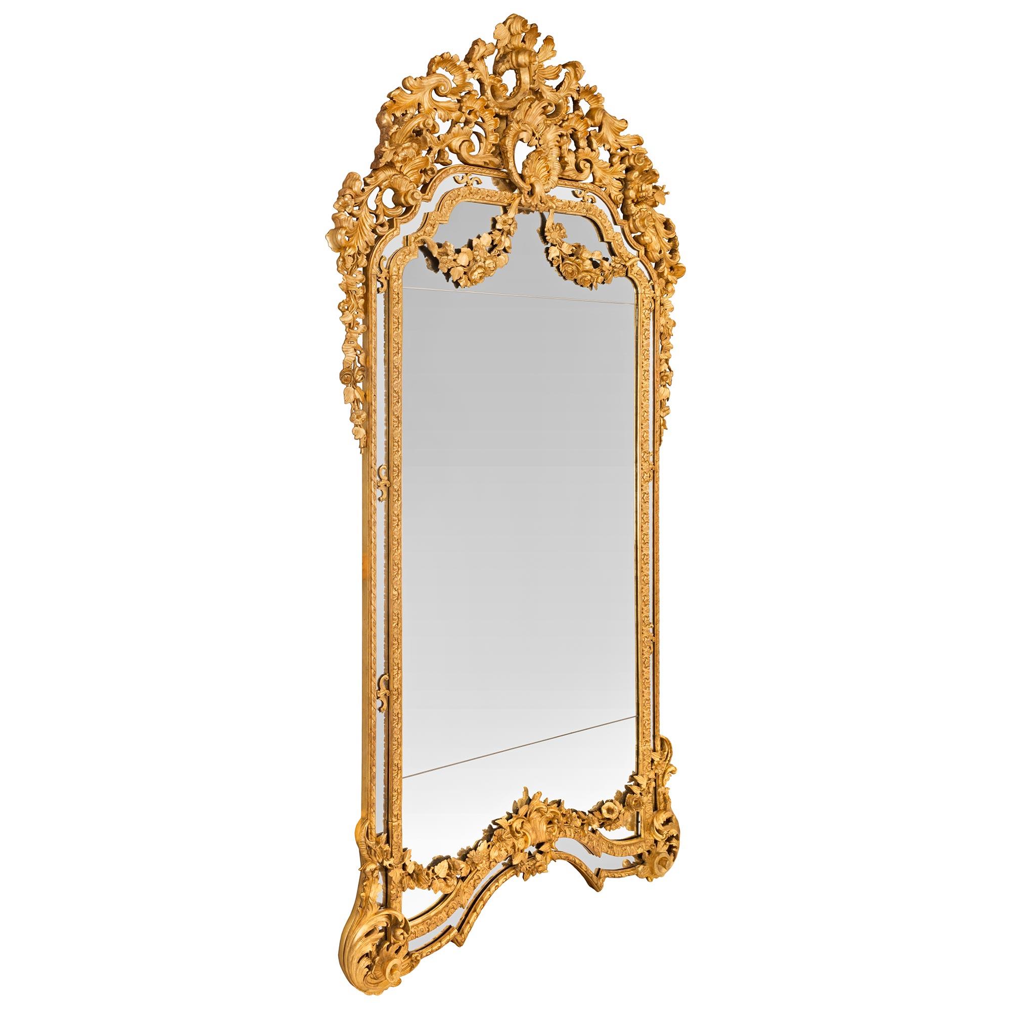 Pair of Palatially Scaled Italian 19th Century Baroque St. Double Framed Mirrors In Good Condition In West Palm Beach, FL