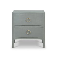 Pair of Pale Blue Linen Wrapped Modern Nightstands
