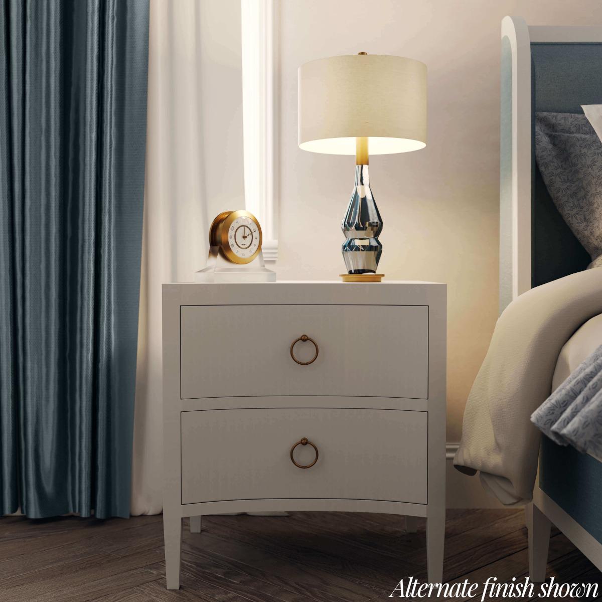 Pair of Pale Blue Linen Wrapped Modern Nightstands For Sale 2