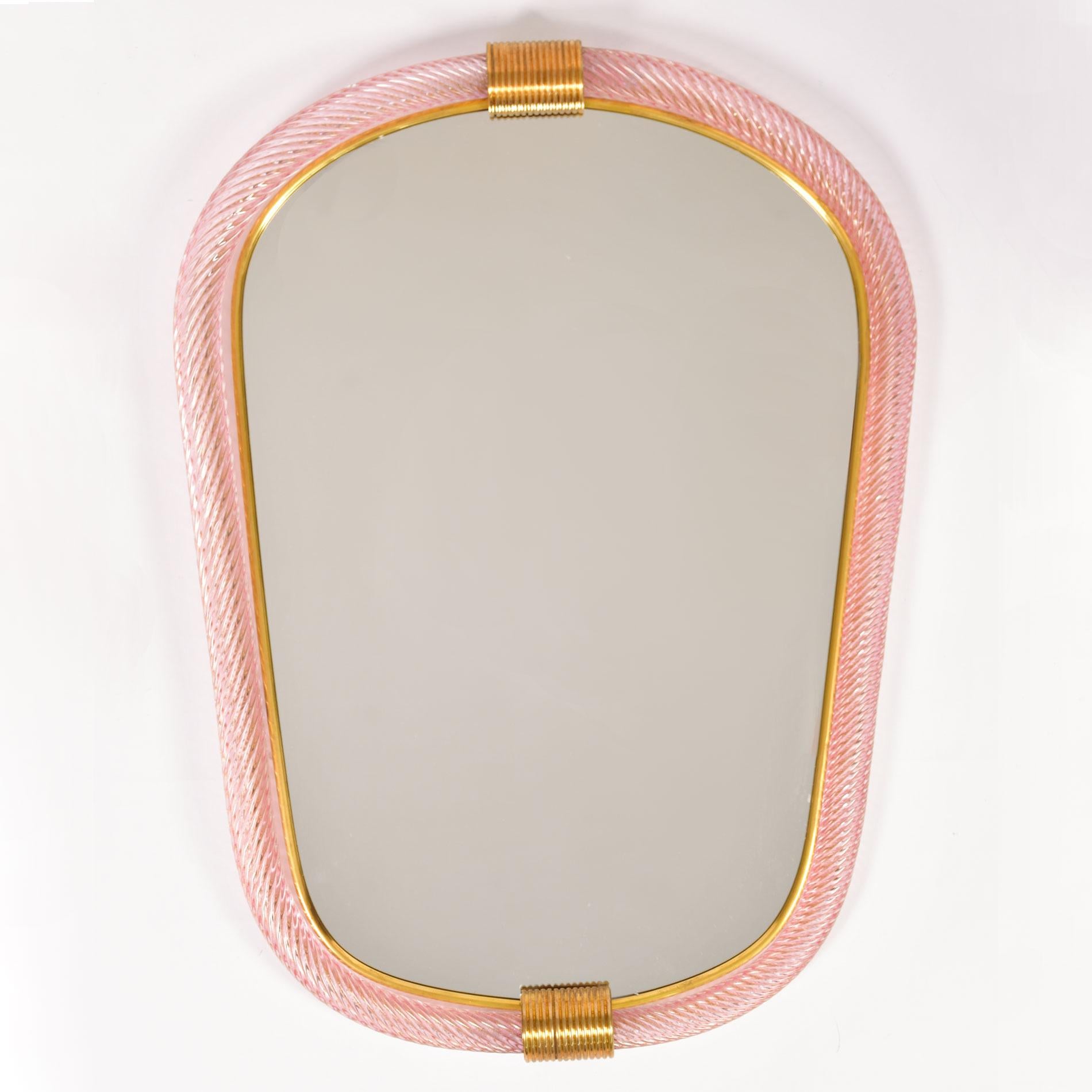 Contemporary Pair of Pale blue Portrait Murano Rope 'Firenze' Mirrors For Sale